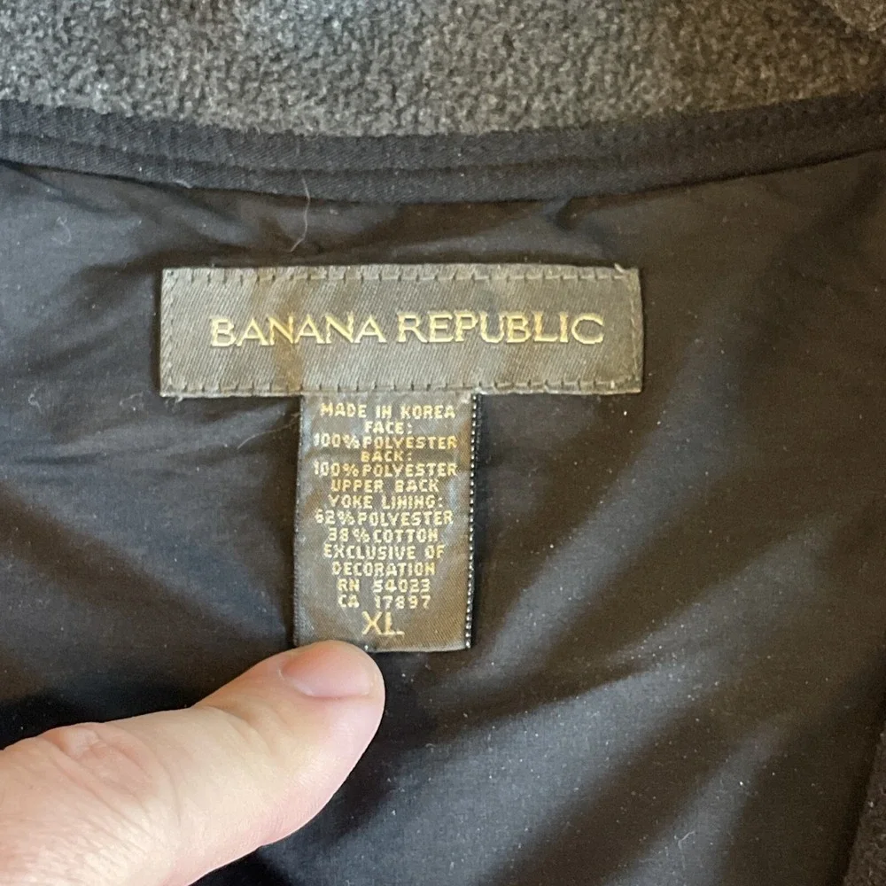 Banana Republic‎ Men's Black Jacket Thick Fleece Grey Gray Size XL Full Zip #672